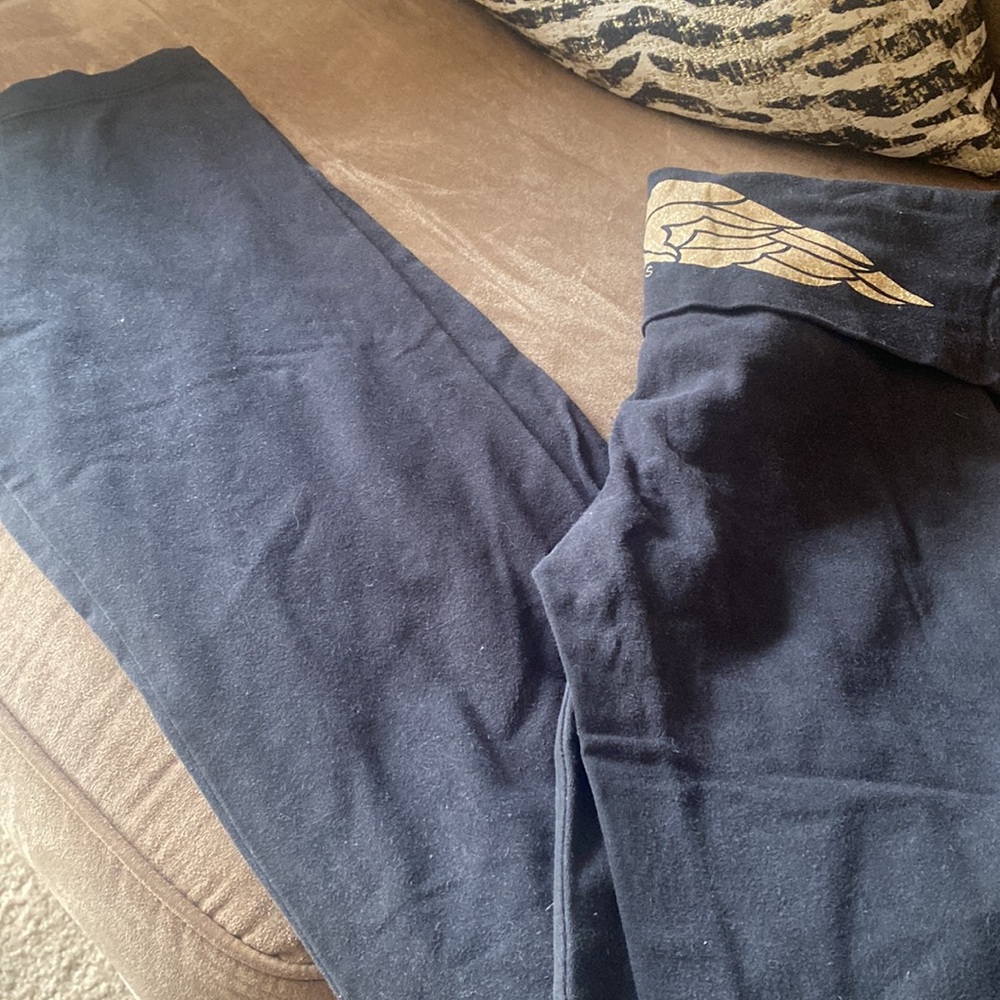 Victoria's Secret Black Leggings with Gold Angel Wings - Picture 3 of 4